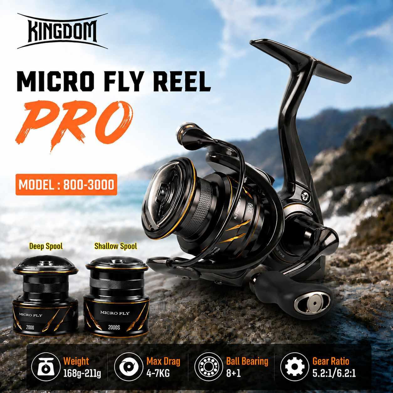 Abu Garcia Reel Max - Mulinello da Pesca Spinning Kingdom Micro